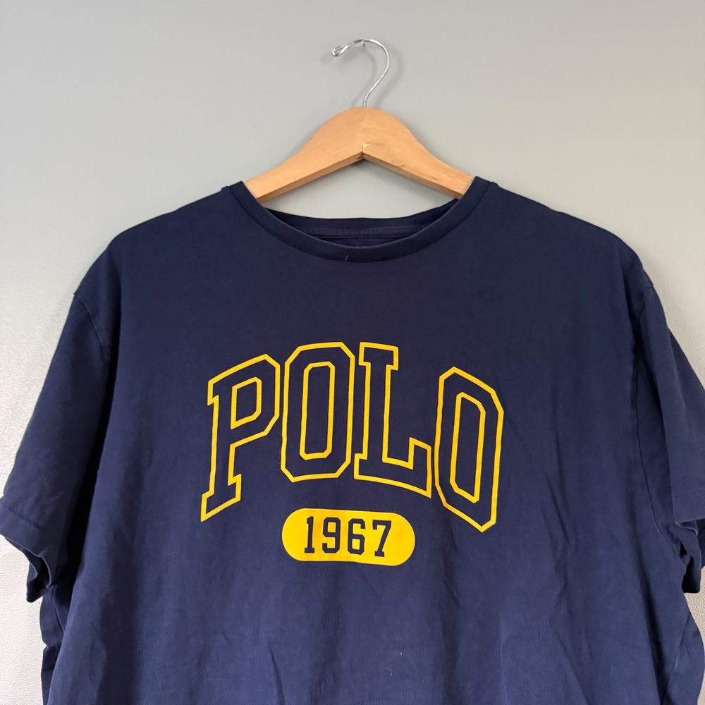 Polo Ralph Lauren 1967 Graphic T-Shirt XL Navy Blue Yellow Short Sleeve Tee - Picture 2 of 6